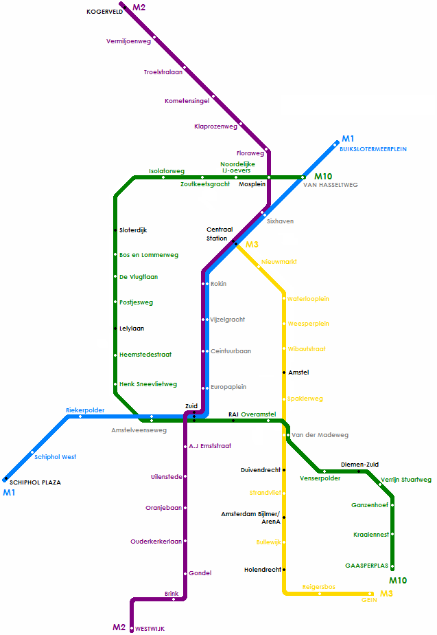 Dag Kaart Metro Amsterdam - Vogels